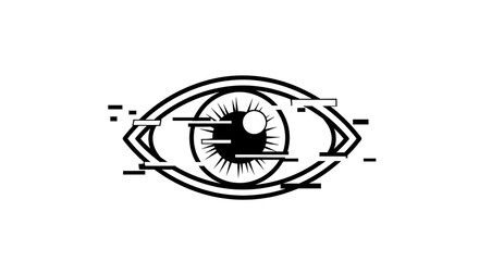 Eye graphic with abstract glitch effect illustration