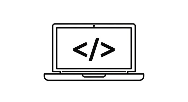 Laptop computer with code symbols