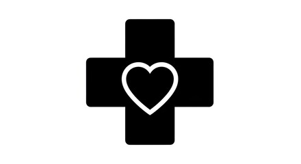 Medical cross and heart symbol design