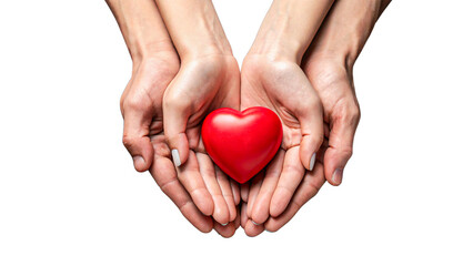 Obraz premium Hands holding red heart symbol of love and care on white background 