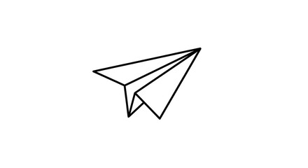 Paper airplane silhouette isolated on white background