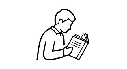 Person reading book outline drawing