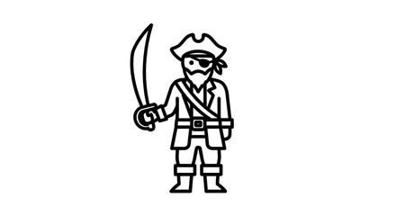 Pirate icon holding sword white background