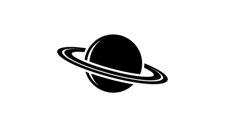 Planet with rings simple black and white design