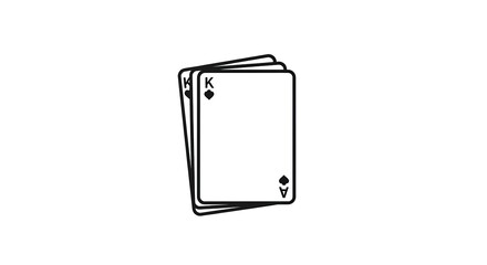 Playing cards stacked black and white illustration