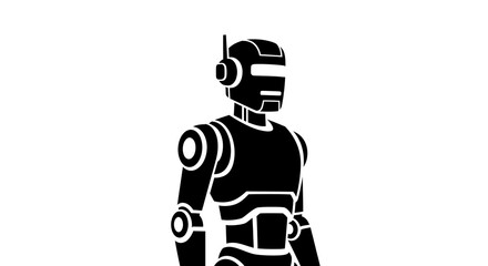 Robot illustration standing isolated silhouette