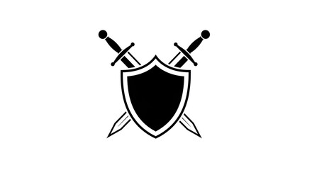 Shield and swords silhouette emblem