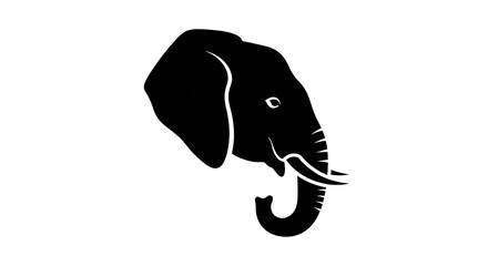 Silhouette of elephant head on white background