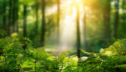 Obraz premium Blurry Forest Foliage Great Nature Image With Magical Lighting Effect