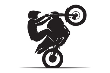 Black vector silhouette of a man riding a bicycle, perfect for illustration of extreme cycling sports or a speed