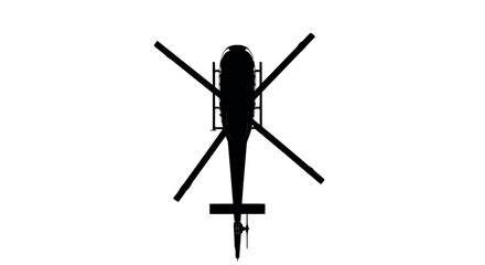 Top View Silhouette of a Helicopter on transparent background also white background White Background aircraft aviation © PixelSaga MH2 