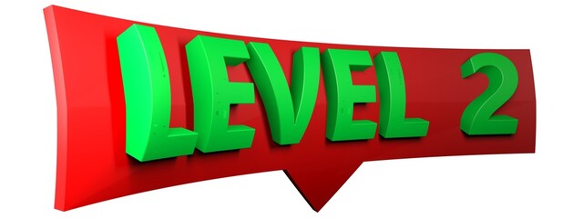 LEVEL 2 arrow sign isolated on white background