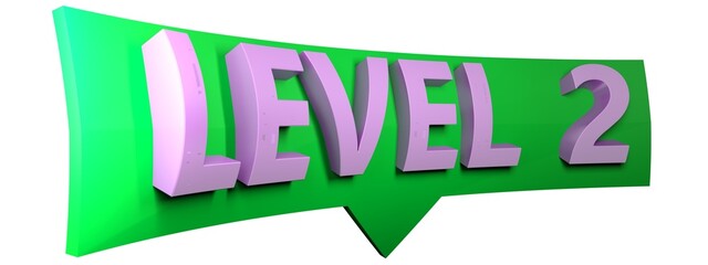 LEVEL 2 arrow sign isolated on white background