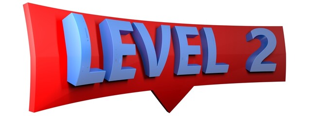 LEVEL 2 arrow sign isolated on white background