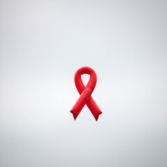 Red awareness ribbon symbolizing AIDS awareness and support for people living with HIV, isolated on a white background for use in a health campaign