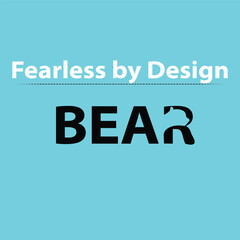 Fototapeta premium A creative bear logo design featuring bold typography with an integrated bear silhouette in the letter R. Includes the tagline ‘Fearless by Design’. Perfect for branding, apparel, merchandise, Graphic