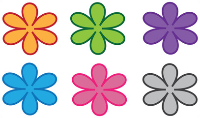 set of colorful flowers