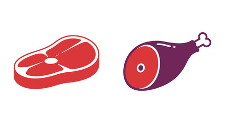Illustrative depiction of two different cuts of meat in vibrant colors