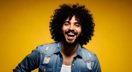 Young Woman Enjoying a Vibrant Street Festival with Colorful Decorations and Crowd