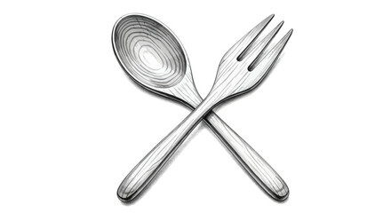 Wooden fork and spoon crossed, kitchenware, dining