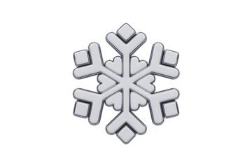Elegant Silver Snowflake Design with Geometric Symmetry for Winter Holidays and Decorations  isolated on white background , cutout	