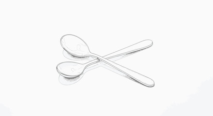 Two crossed metal spoons for eating, kitchen, and restaurant