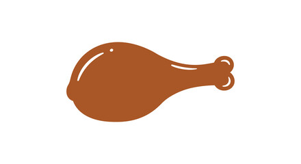 Simple illustration of a single brown chicken leg minimalistic design