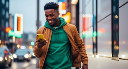 Young Black Man Smiling, Holding Coffee Cup, Working Remotely on Laptop at Home Office