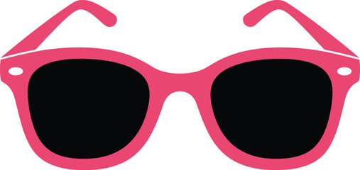 Bright pink sunglasses with black lenses for summer fun and style flat design vector illustration white background