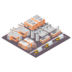 Isometric Industrial Complex Scene