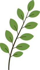 Simple green leafy branch isolated on nature element botanical design flat design vector illustration white background