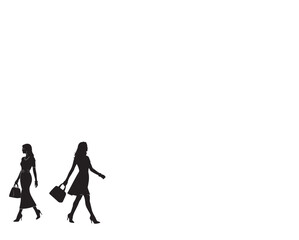 Fashion silhouette of a woman with shopping bags, rendered as a vector illustration in black
