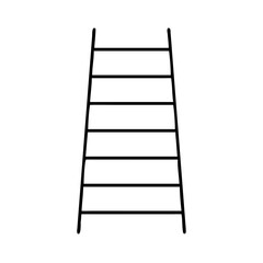Vector art of a simple black outline drawing of a ladder with seven rungs, isolated on a, representing a tool for climbing and reaching higher places