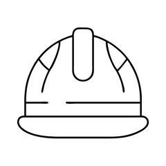 Vector art of front view line art of a hard hat, a crucial safety item for head protection, depicted as a simple graphic on a, suitable for industrial and construction themes