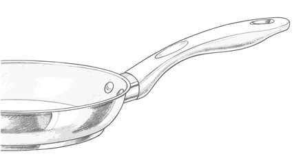 Metallic frying pan sketch, kitchen utensil, cooking equipment