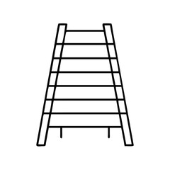 Vector art of a black outline illustration of a ladder with seven rungs and two supporting legs at the base, isolated on a, symbolizing stability and support