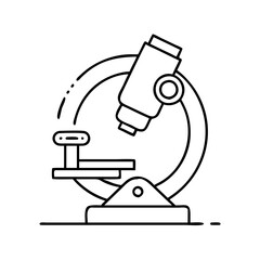 Vector art of a minimalist outline drawing of a microscope, , representing scientific inquiry and detailed examination