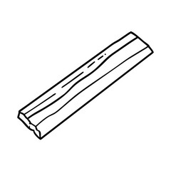 Vector art of a simple line drawing of a piece of wood, isolated on a, showcasing its textured surface and rough edges, perfect for design elements or educational materials
