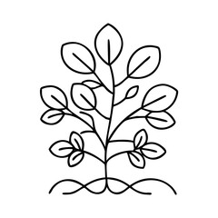 Obraz premium Vector art of a charming handdrawn illustration of a small plant with leaves and roots, set against a stark, suitable for themes of growth, nature, and organic elements