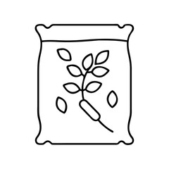 Vector art of a bag of seeds with a plant sprout inside, isolated on a, symbolizing agriculture, growth, and planting, depicted in a minimalist line art style