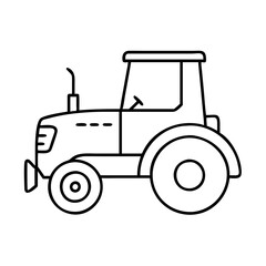 Vector art of outline drawing of a tractor