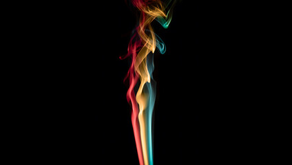 Abstract Colorful Smoke Trails Against Black Background for Artistic Visuals