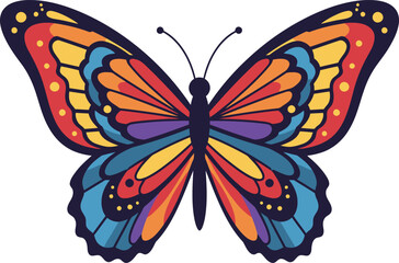 Vibrant colorful butterfly with intricate wing patterns and delicate antennae perfect for design flat design vector illustration white background
