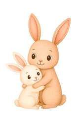 Obraz premium Watercolor Bunny Hug Clipart, Cute Rabbit Couple Illustration, Baby Shower Animal Art