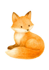 Obraz premium Watercolor Fox Clipart, Cute Woodland Animal Illustration, Baby Nursery Wall Art