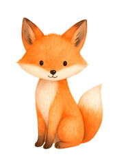 Obraz premium Watercolor Fox Clipart, Cute Woodland Animal Illustration, Baby Nursery Wall Art