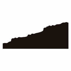 Fototapeta premium Silhouetted Coastal Landscape Showing Cliffs or Hills Against a White Background