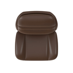 Top-down view of a comfortable brown leather armchair.