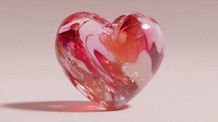 Fototapeta premium Close-up of heart-shaped object on white surface with pink-red design on top