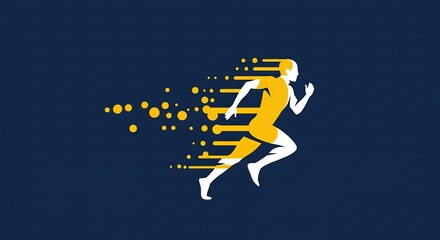 Athlete running with speed lines on a dark background vector graphic